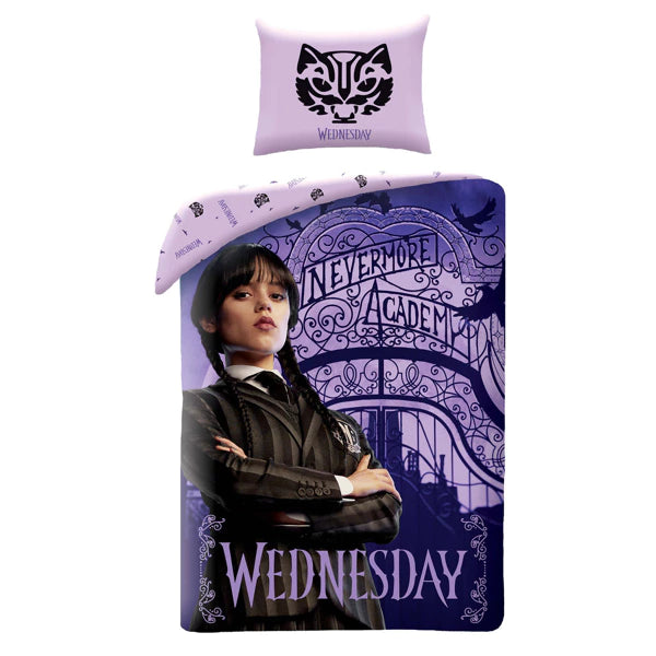 Wednesday posteljnina Nevermore Academy, svetel vzglavnik, 140x200 | Shopacita