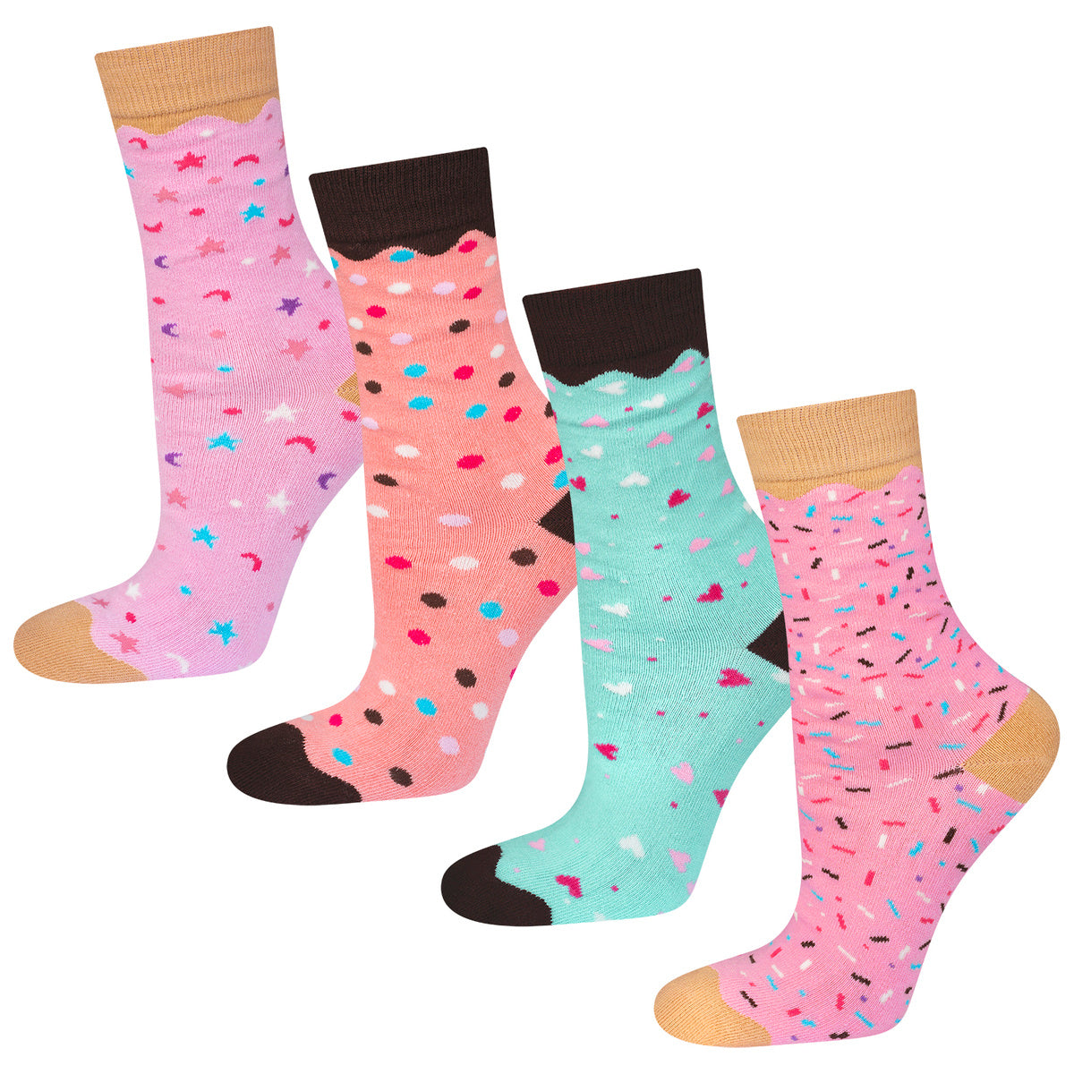 SOXO Pisane ženske nogavice za darilo - 4 krofi, modra, 35-40 | Shopacita