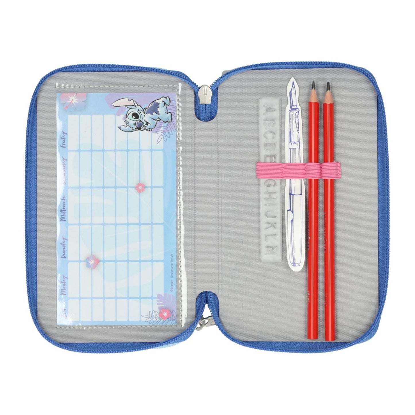 Lilo & Stitch trojna peresnica z dvema zadrgama Blue Stitch | Shopacita