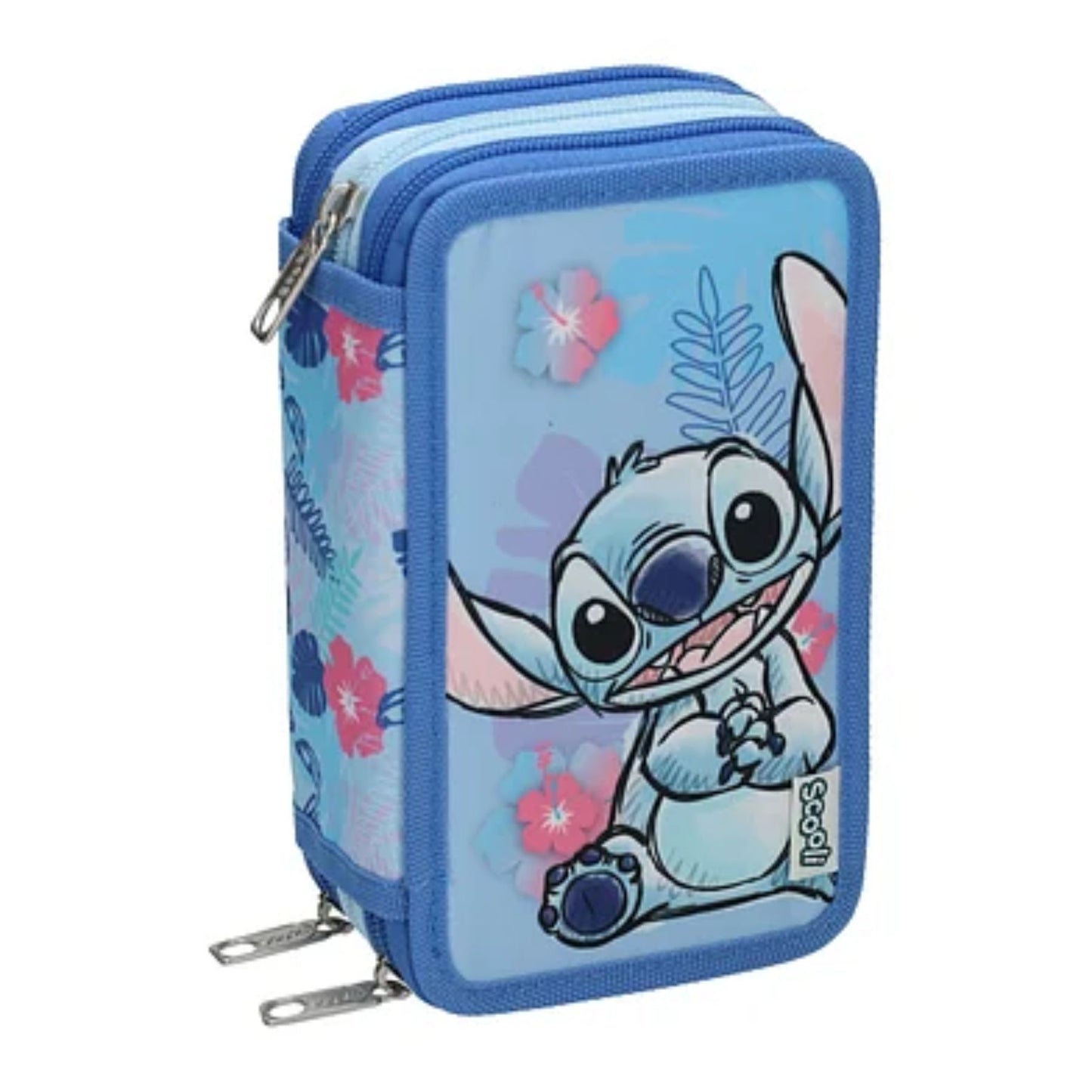 Lilo & Stitch trojna peresnica z dvema zadrgama Blue Stitch | Shopacita