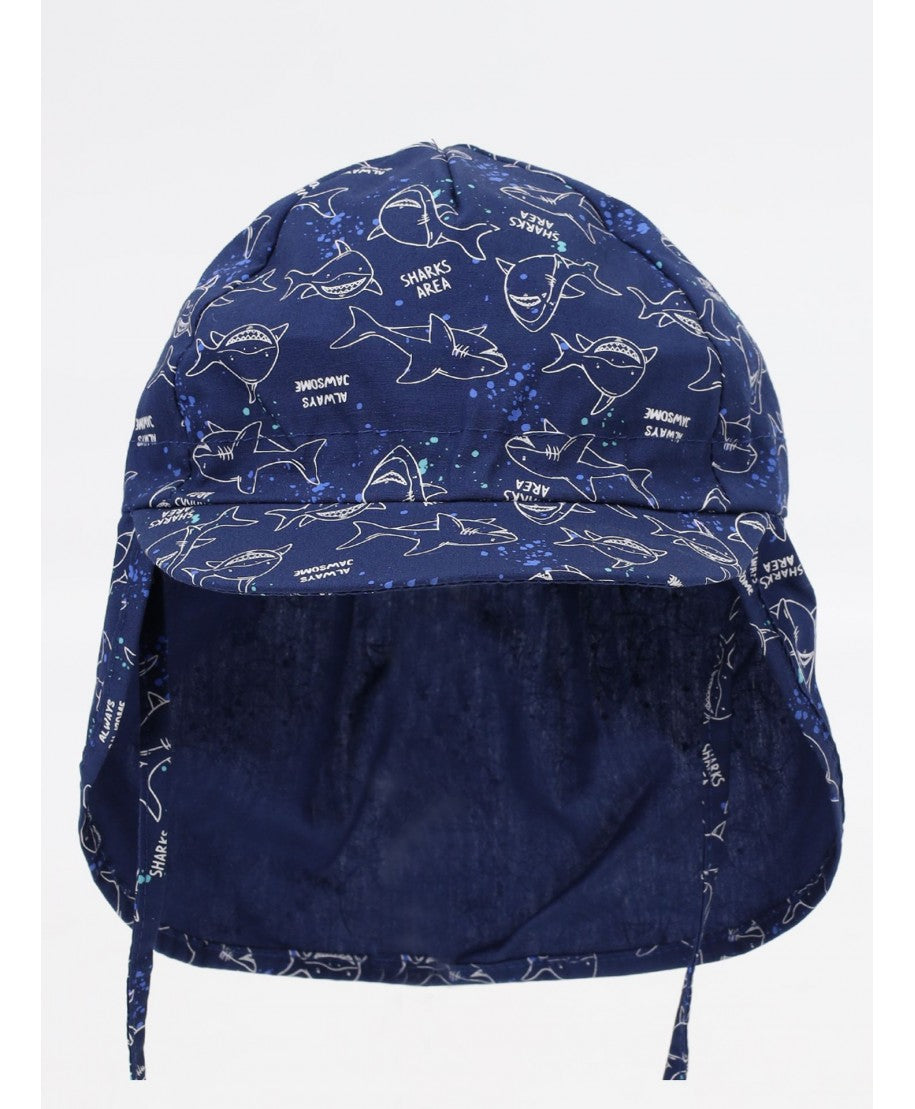 Otroška poletna kapica z zaščito za vrat za fante Sharks (48-50 cm) | Shopacita
