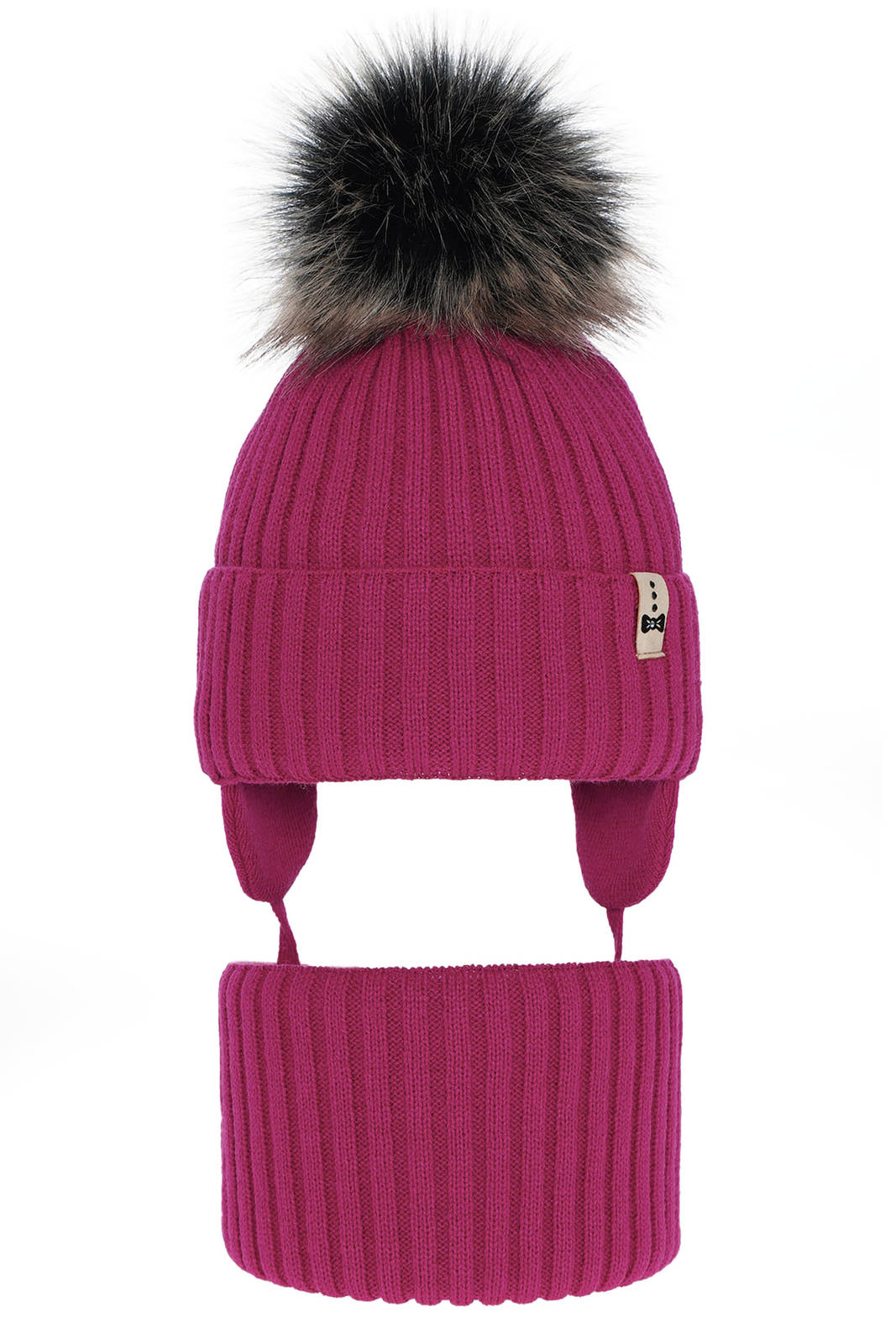 Otroška zimska kapa s cofom in s šalom za punce Preria, 2-16 let | Shopacita