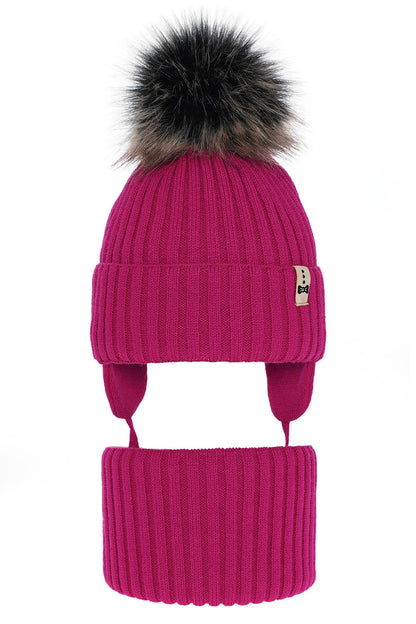 Otroška zimska kapa s cofom in s šalom za punce Preria, 2-16 let | Shopacita