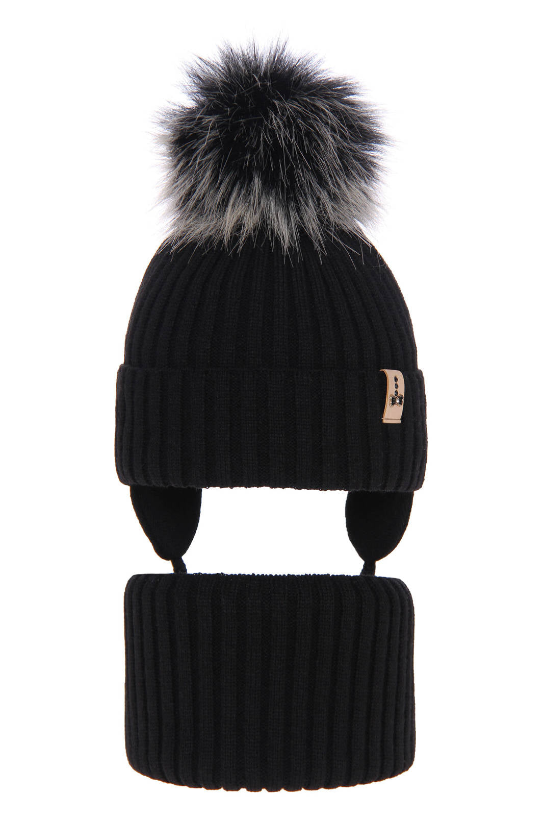 Otroška zimska kapa s cofom in s šalom za punce Preria, 2-16 let | Shopacita