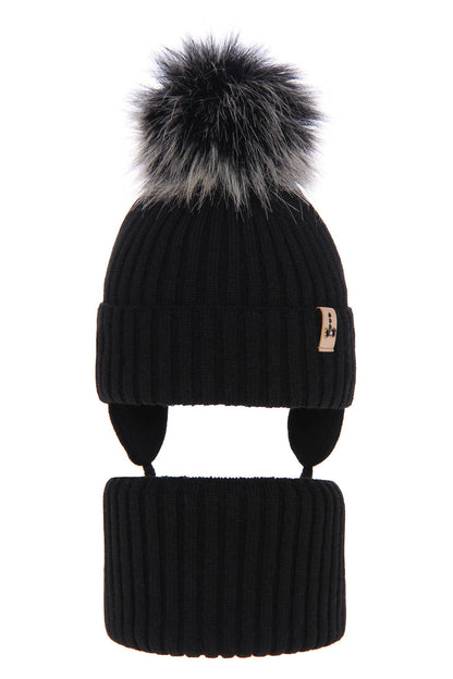 Otroška zimska kapa s cofom in s šalom za punce Preria, 2-16 let | Shopacita