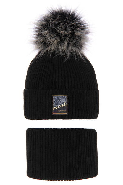 Otroška zimska kapa s cofom in s šalom za punce Sycylia, 2-16 let | Shopacita