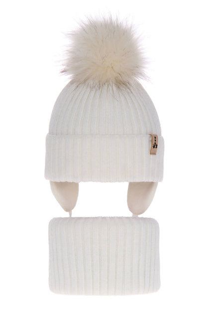 Otroška zimska kapa s cofom in s šalom za punce Preria, 2-16 let | Shopacita