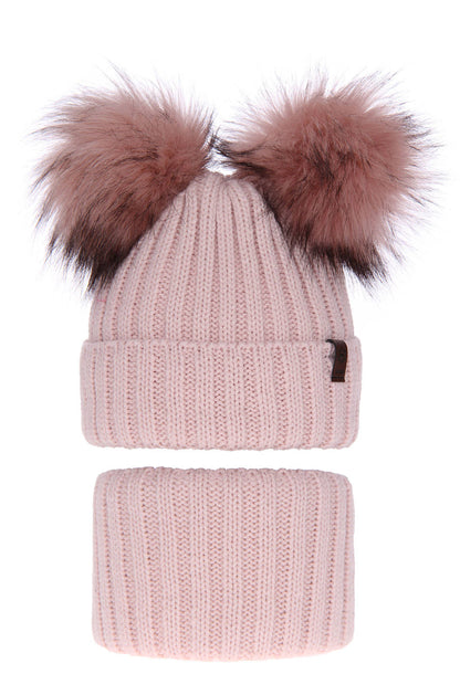 Otroška zimska kapa s cofoma za punce s šalom Donata, 48-51 cm (2-3 let) in 52-55 cm (5-16 let) | Shopacita