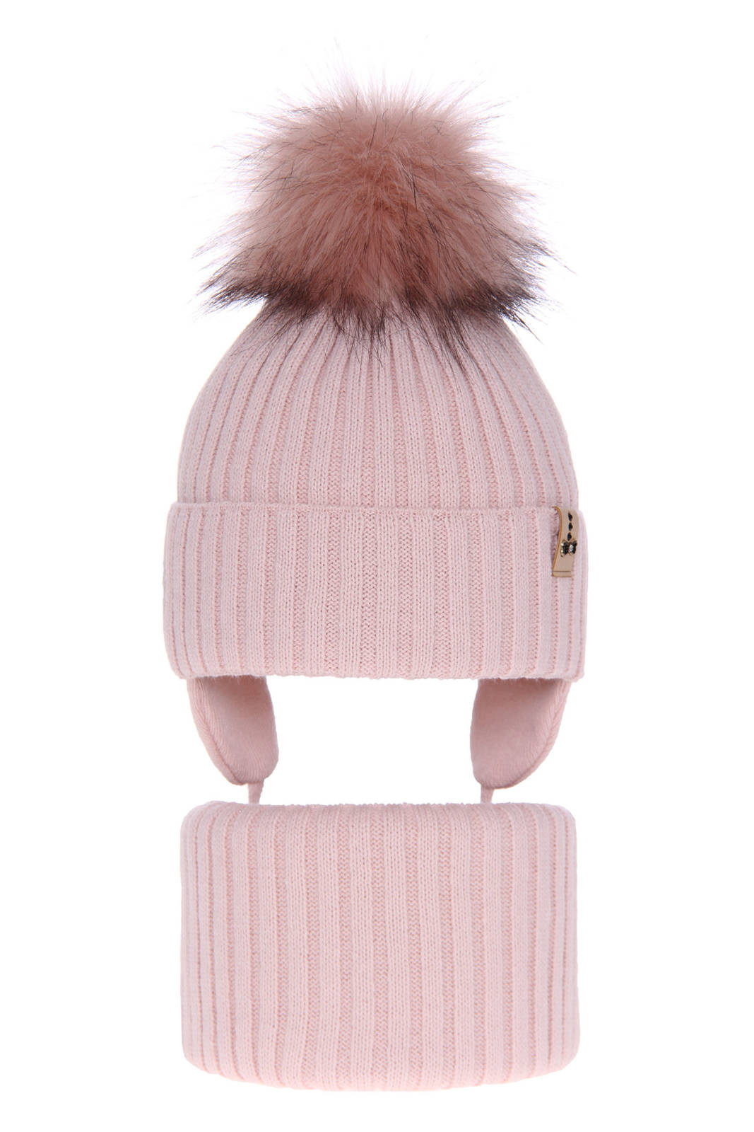 Otroška zimska kapa s cofom in s šalom za punce Preria, 2-16 let | Shopacita