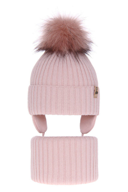 Otroška zimska kapa s cofom in s šalom za punce Preria, 2-16 let | Shopacita