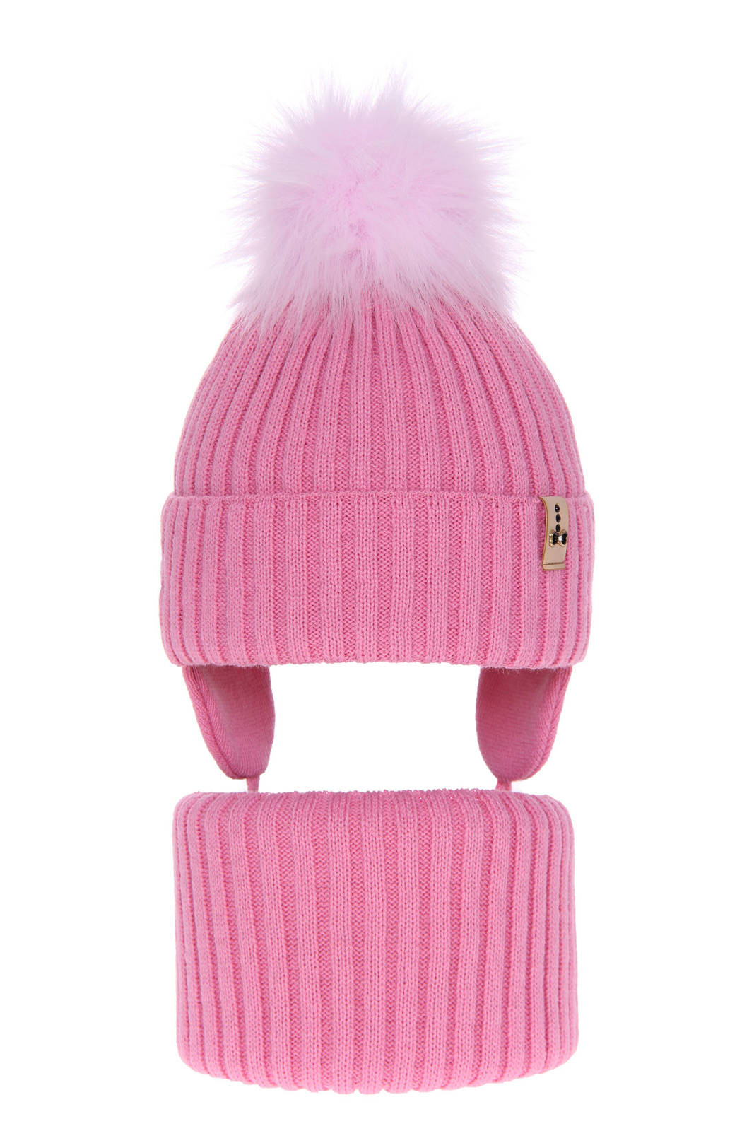 Otroška zimska kapa s cofom in s šalom za punce Preria, 2-16 let | Shopacita