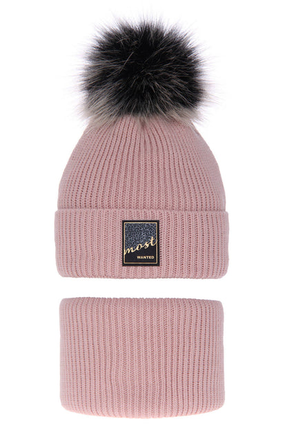 Otroška zimska kapa s cofom in s šalom za punce Sycylia, 2-16 let | Shopacita